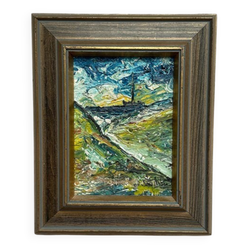 Mid-Century Oil on Panel “View” by Stig Allan,  Signed & Framed– 34 × 28 cm
