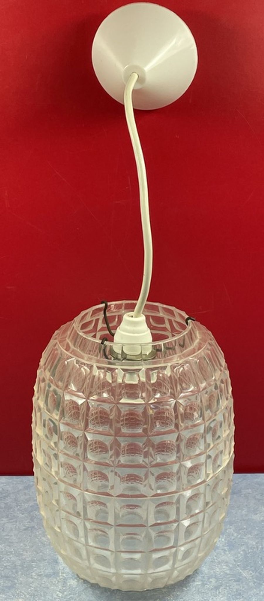 Lustre abat-jour en plexi/plastique avec effet optique géomértrique vintage