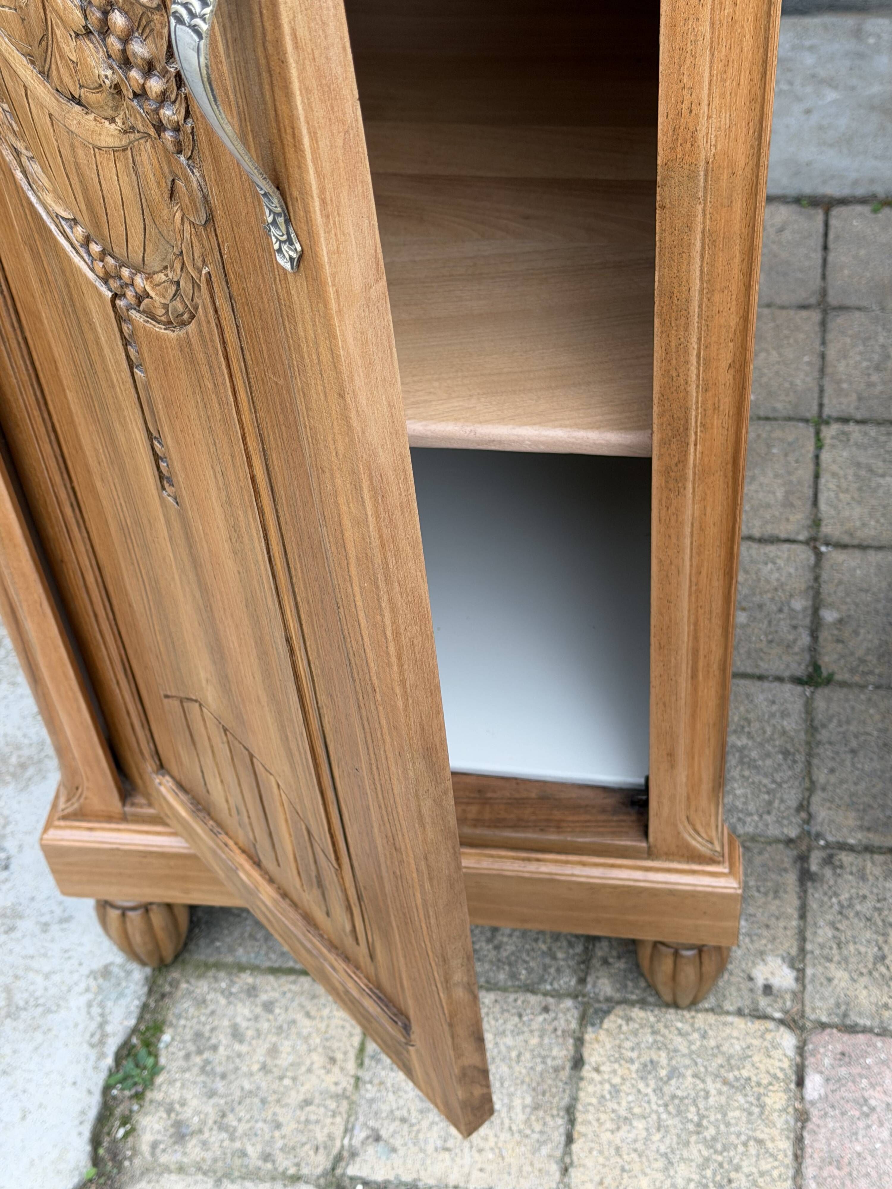 Rare pair of Art Deco glass columns in solid walnut – renovated
