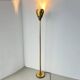 Vintage 50s Italian brass sculptural floor lamp, heart shaped shade, bark finish