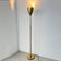 Vintage 50s Italian brass sculptural floor lamp, heart shaped shade, bark finish