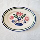 Large Oval Appetizer Plate in Rustic Porcelain HBCM Mulhouse Spring Pattern