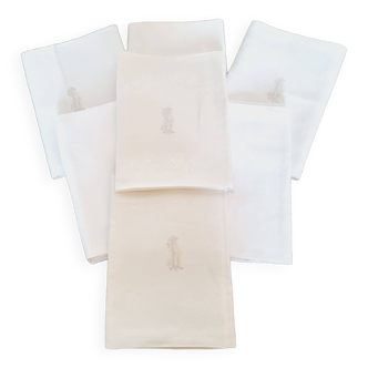 7 antique damask linen napkins