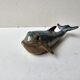 Blue ceramic whale sculpture signed (Signature to be identified)