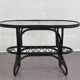 Black rattan and glass coffee table