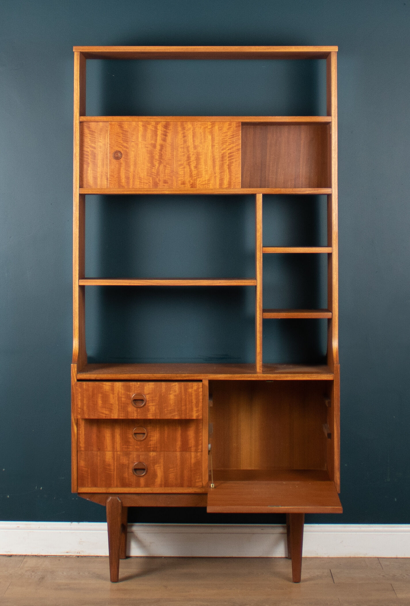 Retro Teak 1960s Two Sided Mid Century Room Divider Bookcase Shelving