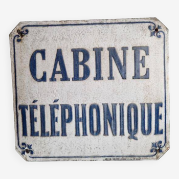 Old and beautiful enameled plaque Telephone booth