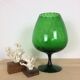 Green Empoli glass vase, cut on foot