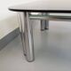 Vintage Italian Space Age square coffee table in smoked glass and chrome metal