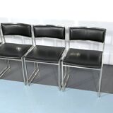 Romeo Rega, set of four chrome and leather dining chairs from 60s