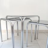Tables gigogne acier et verre