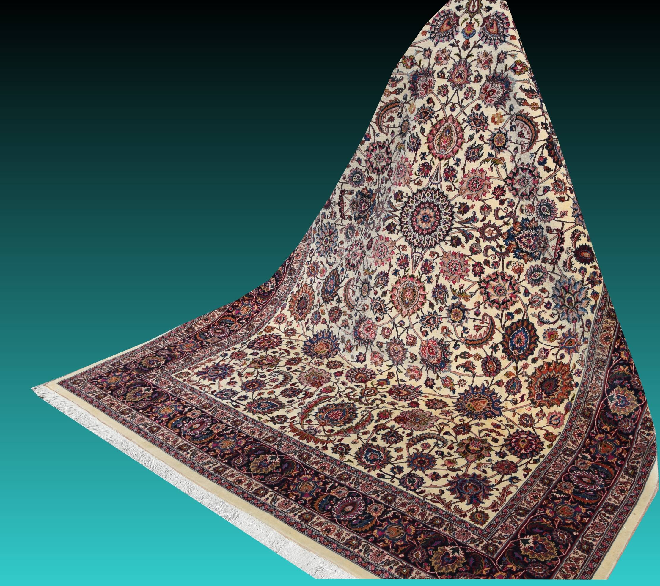 Oriental carpet Tabriz Iran in wool and silk – Signed "Saber" – 210 x 300 cm
