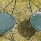 Garden furniture 1 table 4 armchairs wrought iron old green wagon