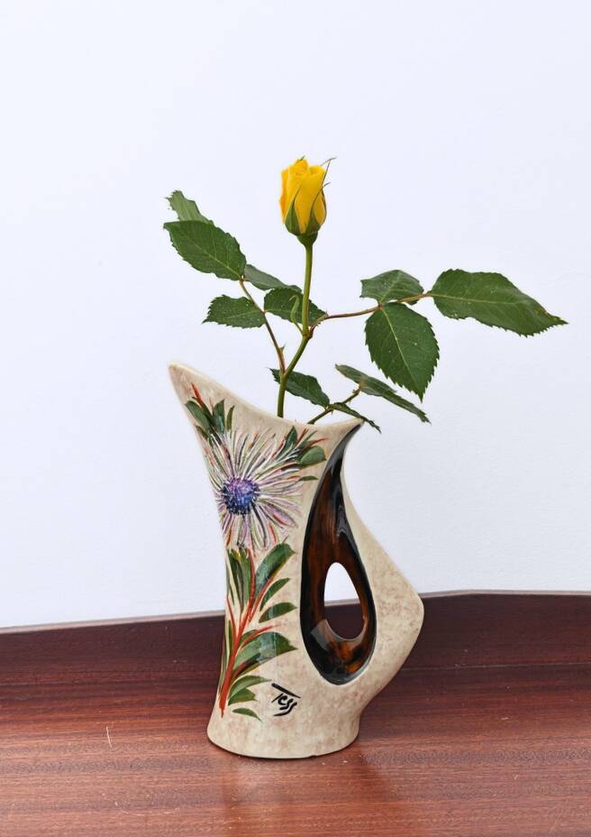 Vintage Vallauris Vase Atelier Tess - Handcrafted Thistle Decor