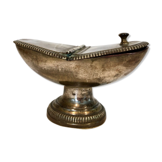 Navette a encens bronze argenté du 18e siècle