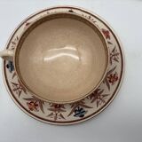 3 cups and saucers, Sarreguemines, Derby model, ironstone, early 20th century