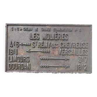 Plaque de cocher de la ville "Les Molières" (Essonne) en fonte