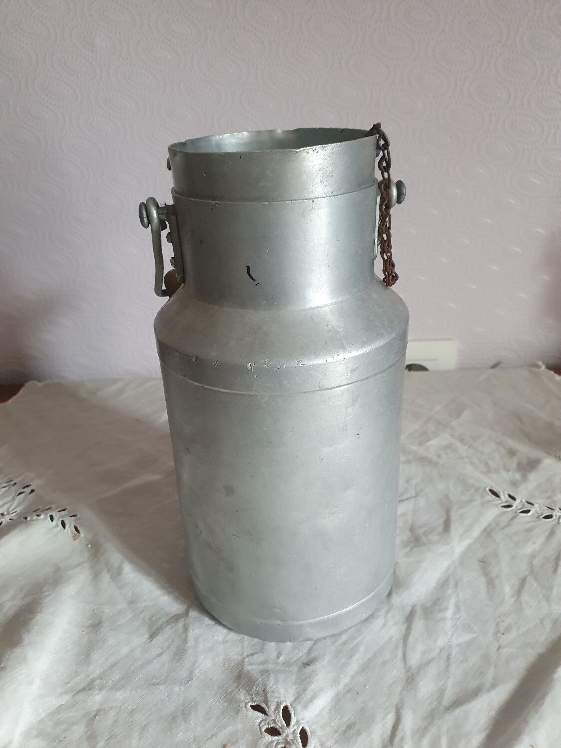 Milk jug whole milk can in vintage aluminum