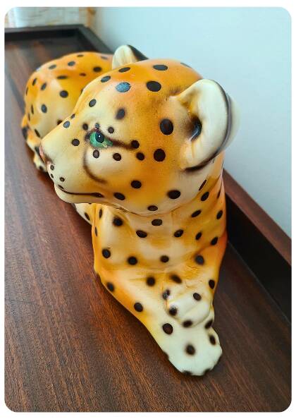 Jeune léopard en céramique italienne vintage – Années 1970