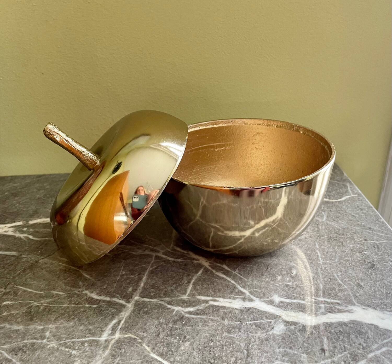 Vintage golden metal apple box