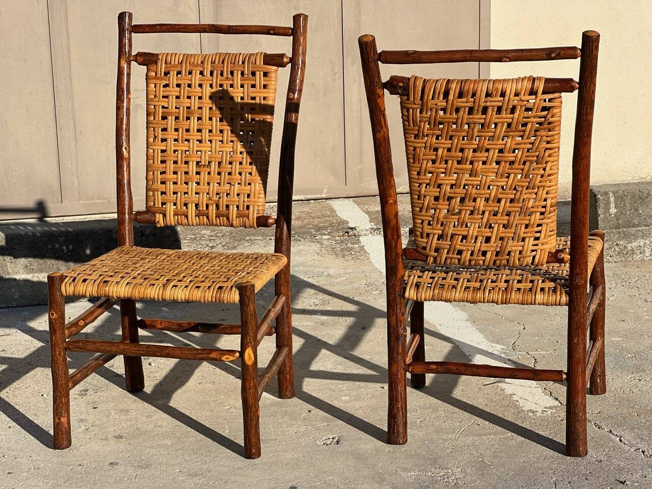 Set of 10 chairs and 2 armchairs Old Hickory 1960