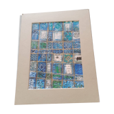 Modern painting with geometric patterns on cardboard