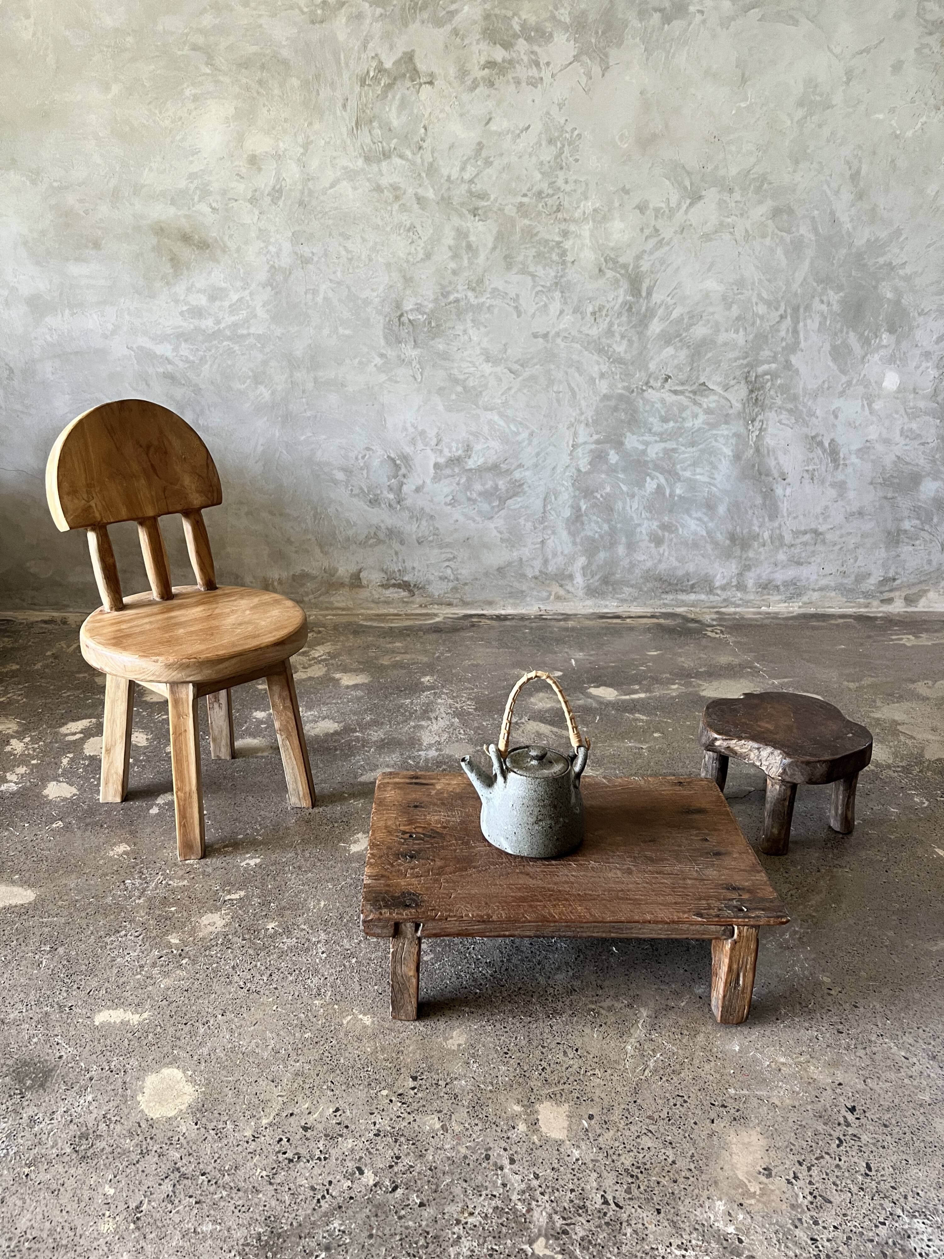 Mini low stool in upcycled old Asian teak H15 D24
