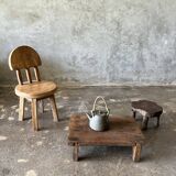 Mini low stool in upcycled old Asian teak H15 D24