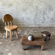 Mini low stool in upcycled old Asian teak H15 D24