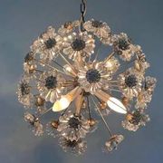 Sputnik dandelion chandelier glass chrome Emil Stejnar style 1970s Czechoslovakia