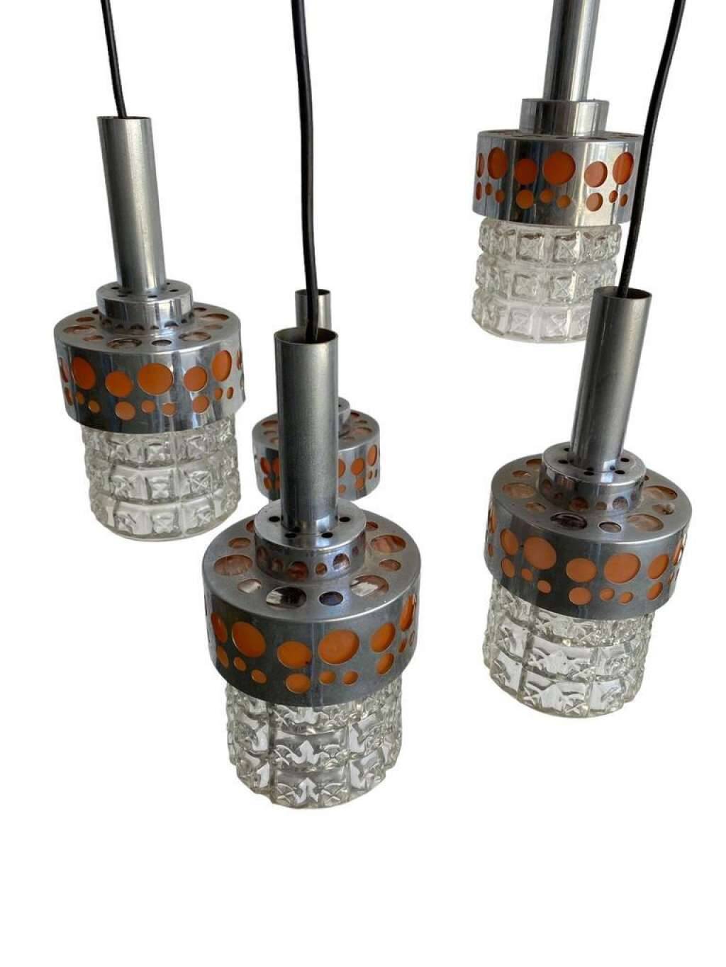 CASCADE LAMP / VINTAGE SOLID CHROME CHANDELIER