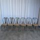 Ensemble de 6 chaises de salle à manger vintage grises en bois cintré : style Thonet, assise en cannage.