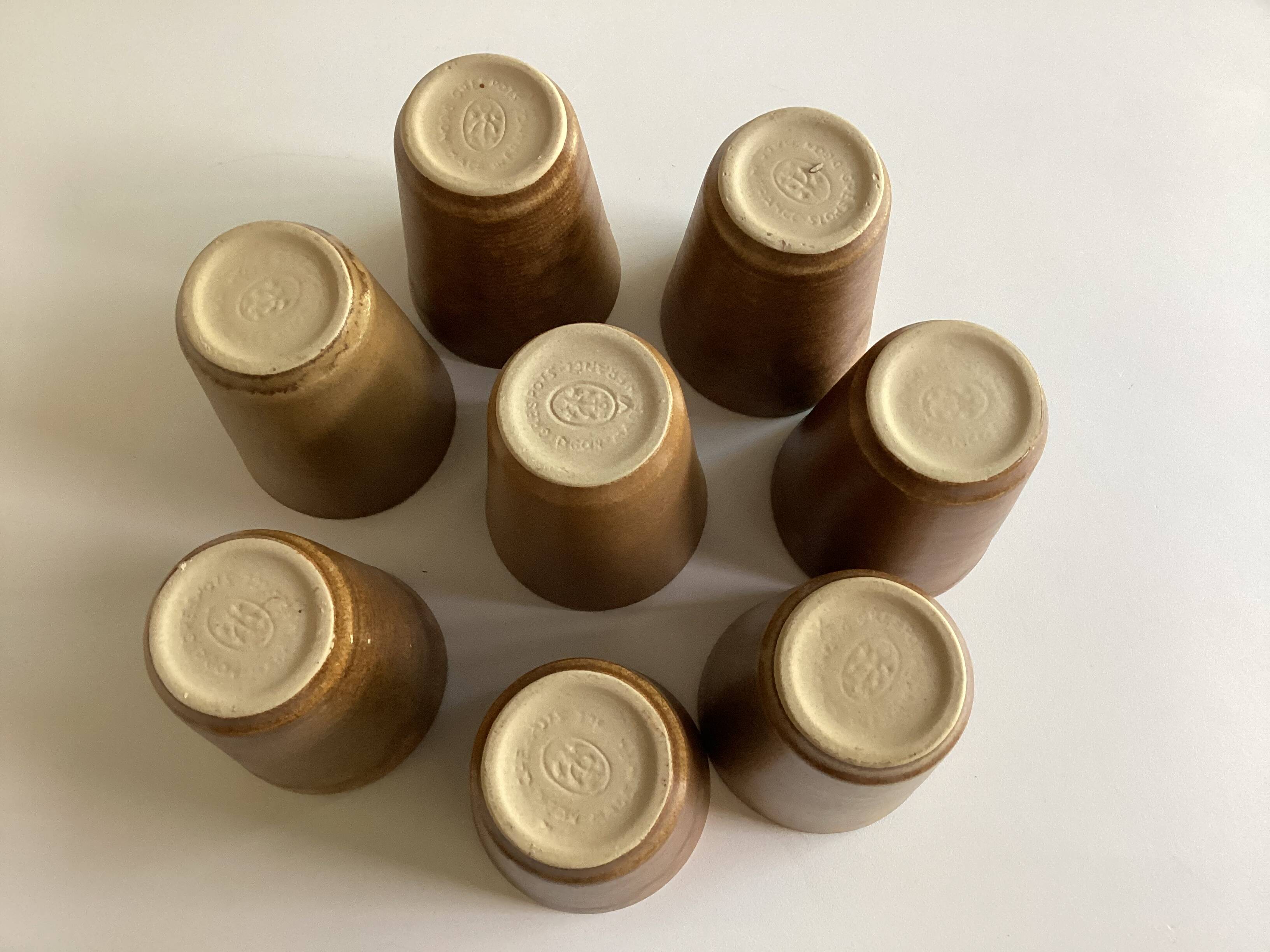 8 Digoin stoneware cups