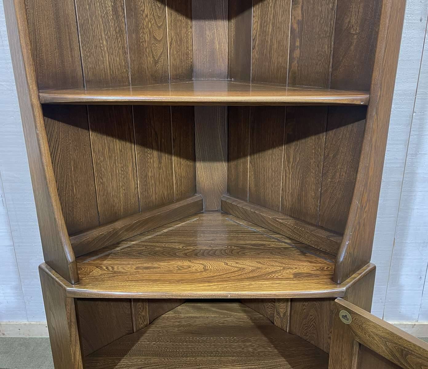 ERCOL English elm corner cabinet from the 1970s