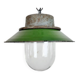 Green Enamel and Cast Iron Industrial Pendant Light, 1960s