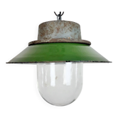 Green Enamel and Cast Iron Industrial Pendant Light, 1960s