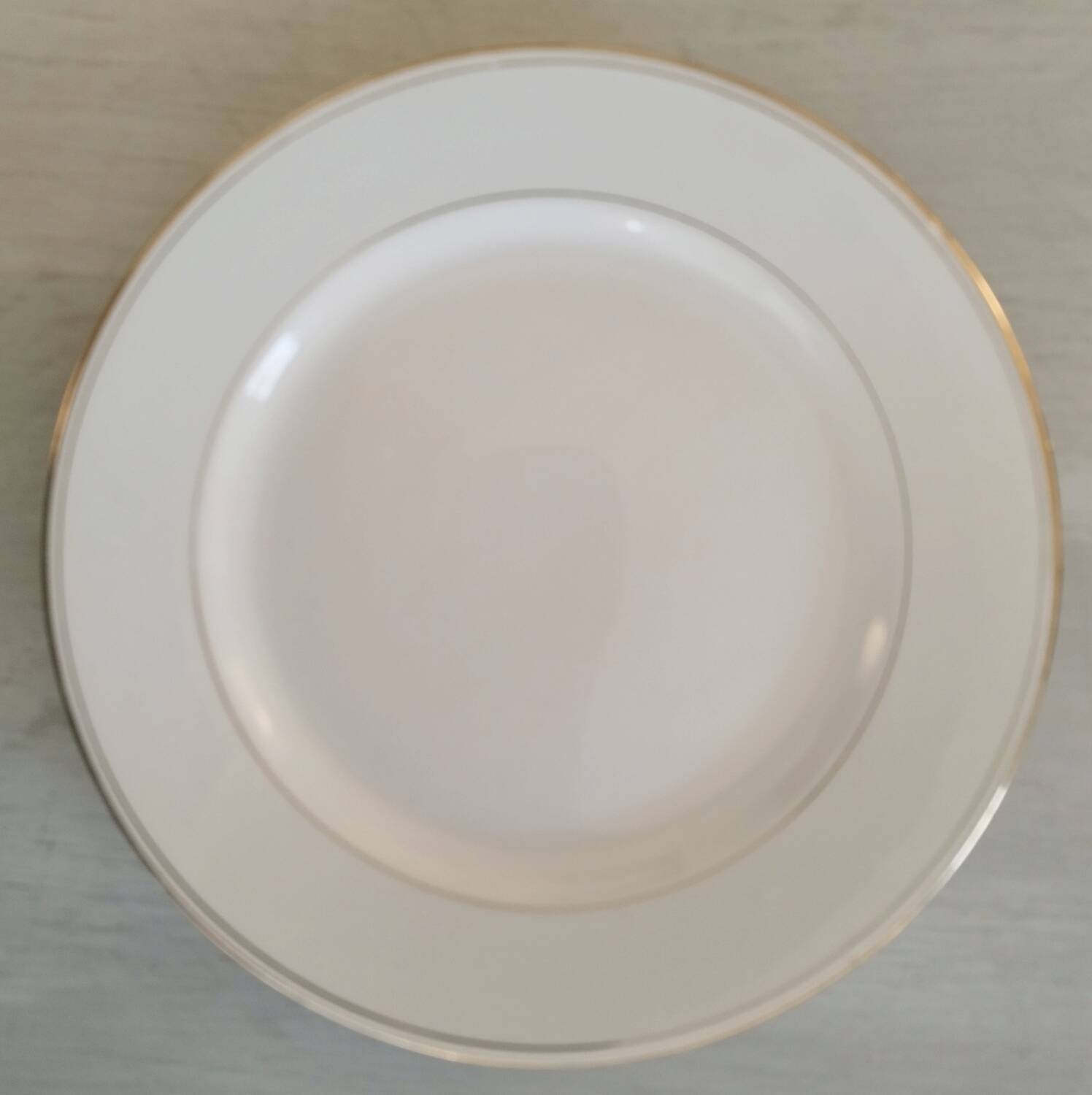 Old Earthenware Dinner Plates Hamage and Moulin des Loups White and Vintage Golden Fillet