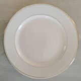 Old Earthenware Dinner Plates Hamage and Moulin des Loups White and Vintage Golden Fillet