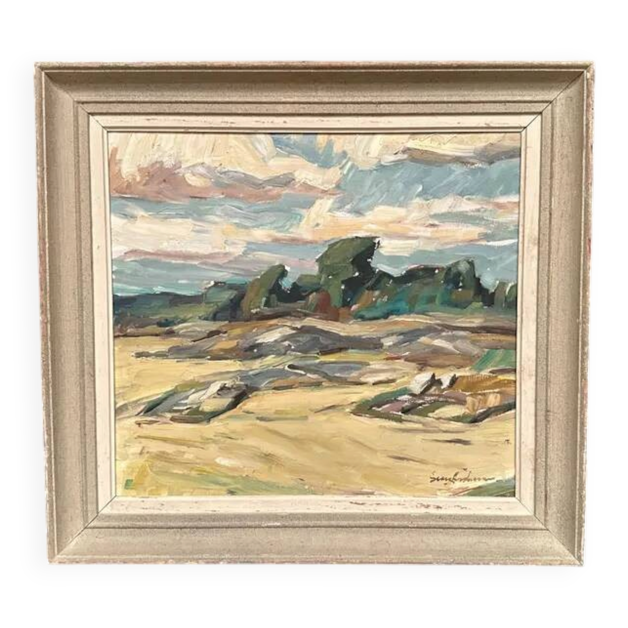 Original Swedish Oil on Canvas – “Mountains Landscape” by Georg Andersson – Signed – Vintage & Framed – 58 × 50 cm