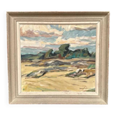 Original Swedish Oil on Canvas – “Mountains Landscape” by Georg Andersson – Signed – Vintage & Framed – 58 × 50 cm
