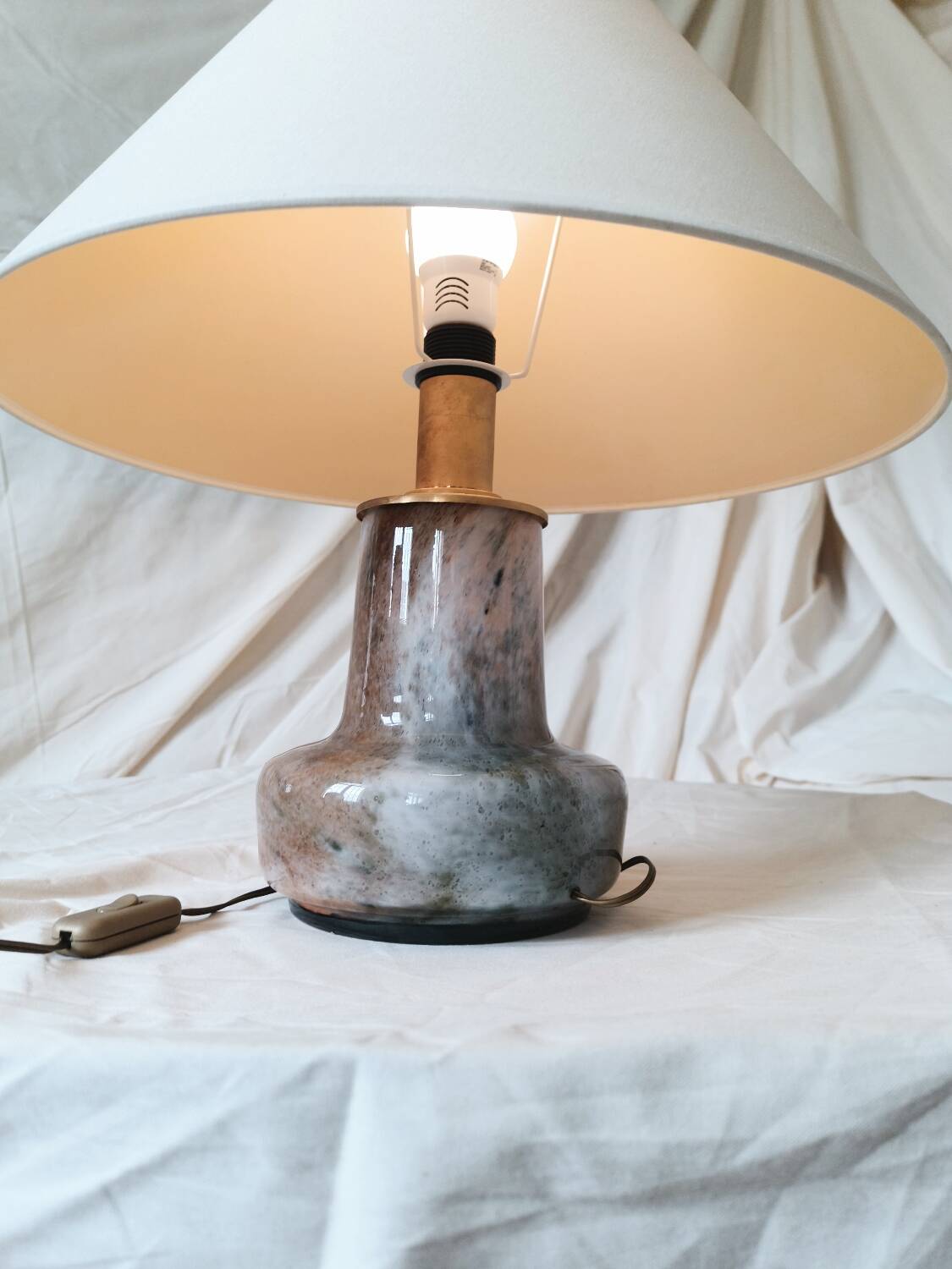 Murano glass and brass lamp, 1970