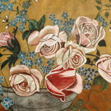 Bouquet of flowers in carved art deco frame