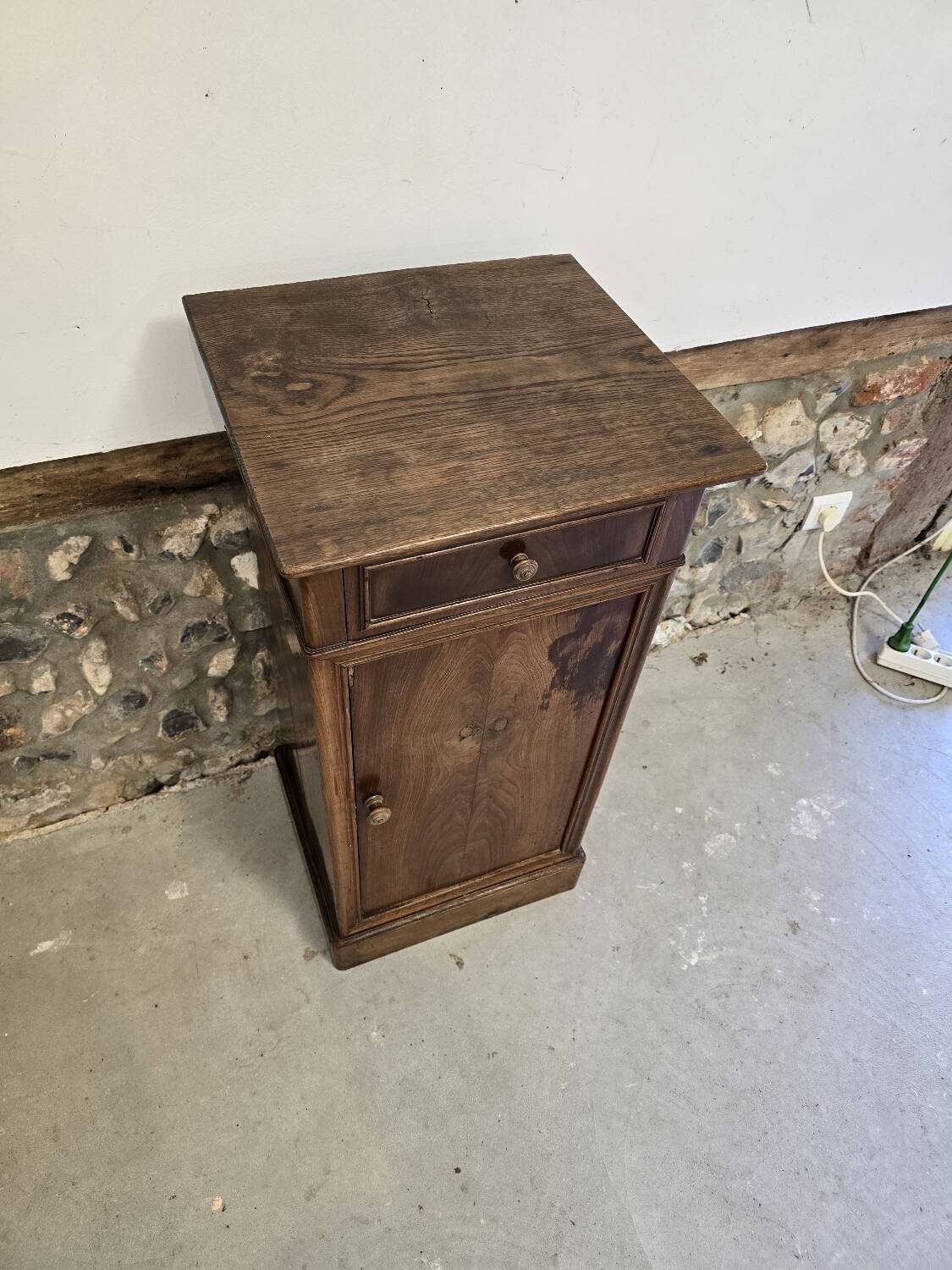 Small piece of furniture / bedside table in burr walnut