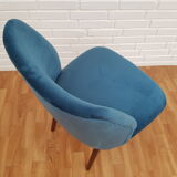 Armchair in velvet with stained beech legs, 60s