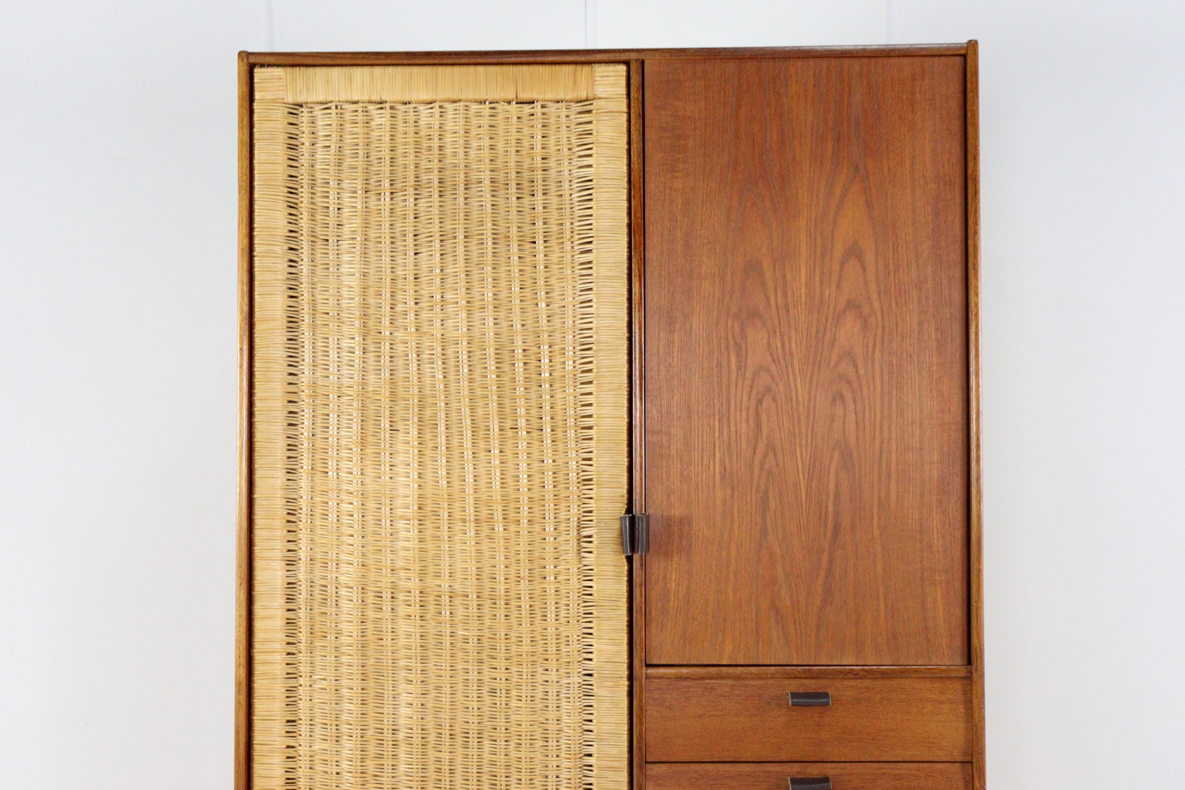 Sebastian Muggenthaler wardrobe - teak & Wicker - rare mid century design