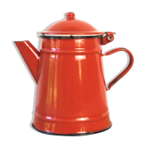 Cafetière en émail rouge