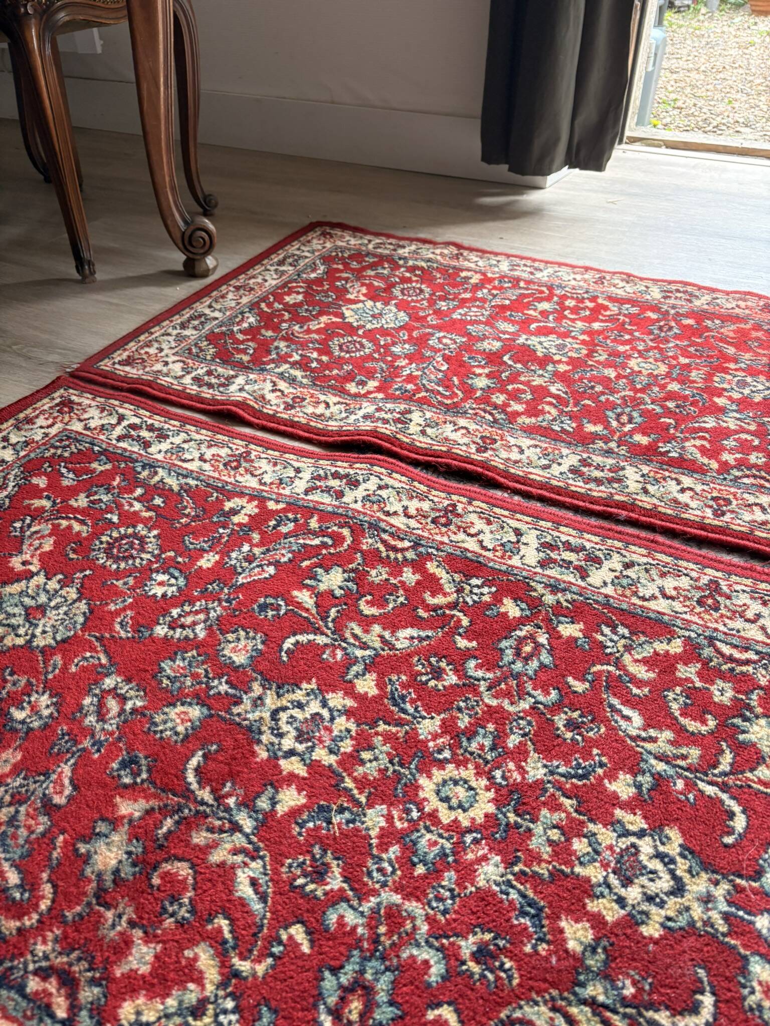 Ancient Pair of Red Kashan Oriental Ispahan Persian Rugs