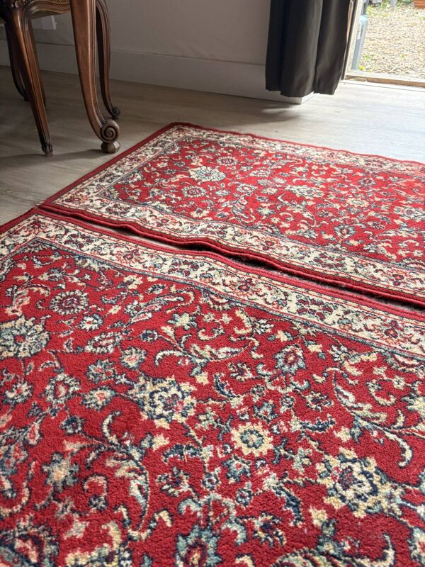 Ancien Paire Tapis Rouge Kashan Orient Oriental Ispahan Persan