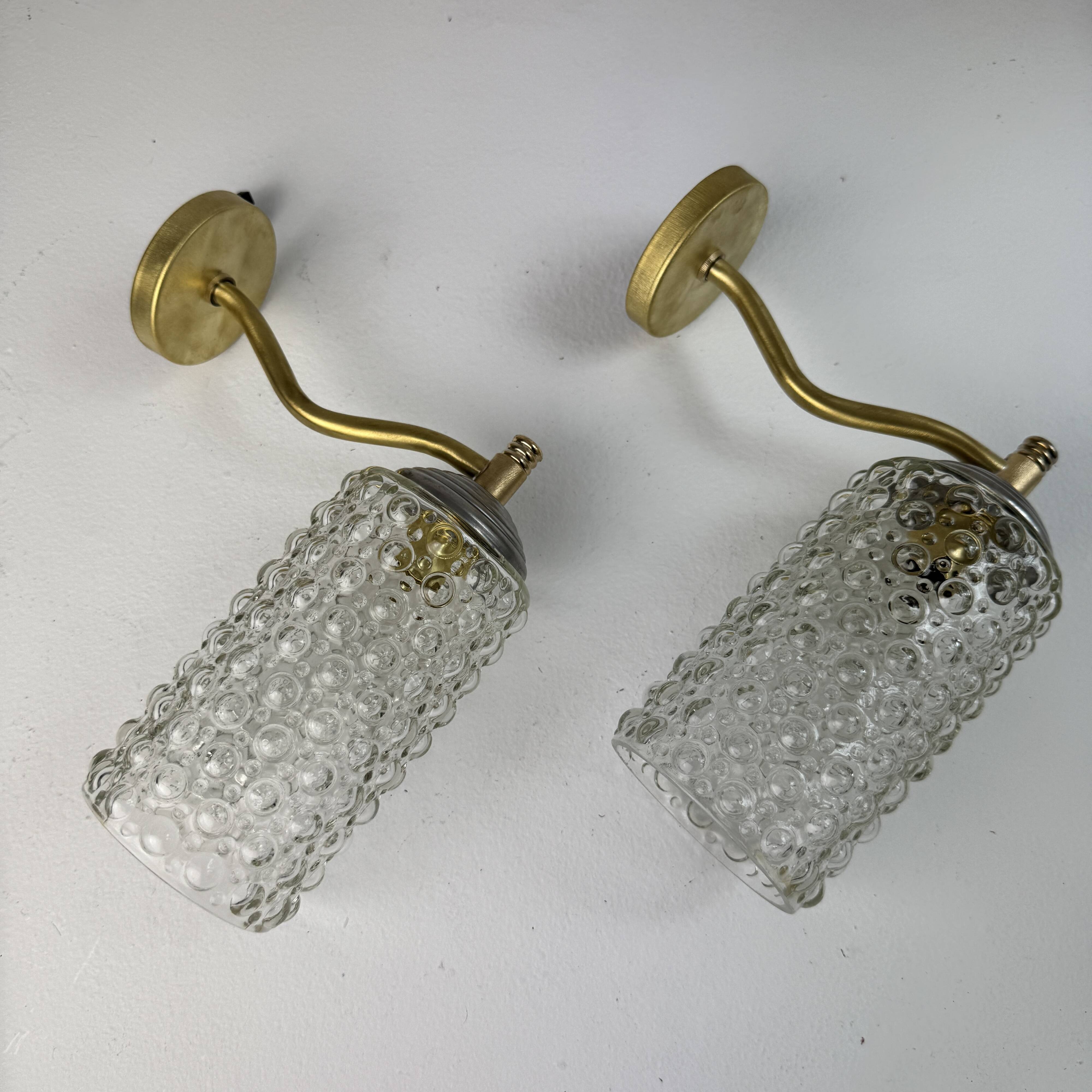 Pair of vintage bubble glass wall lights