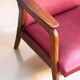 Vintage design armchair set – red skai and teak (1960s)